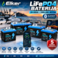 Elker LiFePO4 litijske baterije s Bluetooth nadzorom i integriranim BMS-om, dostupne u 12V, 24V, 36V i 48V izvedbama za trolling motore i marine sustave.